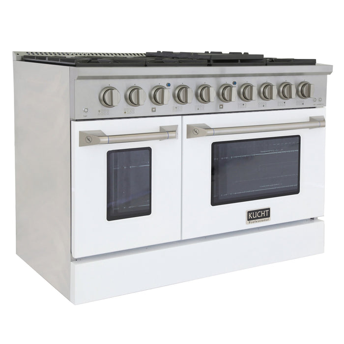 Kucht 48" Gas Range in Stainless Steel, White Oven Doors, KNG481U-W - Farmhouse Kitchen and Bath