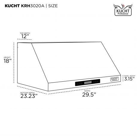 Kucht 30” Professional Stainless Steel, Under Cabinet Hood, KRH3020A - Farmhouse Kitchen and Bath