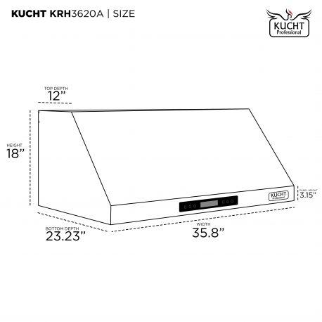 Kucht 36” Professional Stainless Steel, Under Cabinet Hood, KRH3620A - Farmhouse Kitchen and Bath