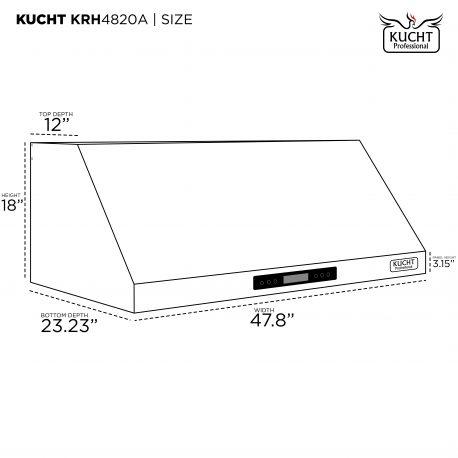 Kucht 48” Professional Stainless Steel, Under Cabinet Hood, KRH4820A - Farmhouse Kitchen and Bath