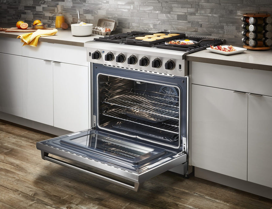 THOR 36" Professional Propane Range in Stainless Steel, HRD3606ULP - Farmhouse Kitchen and Bath
