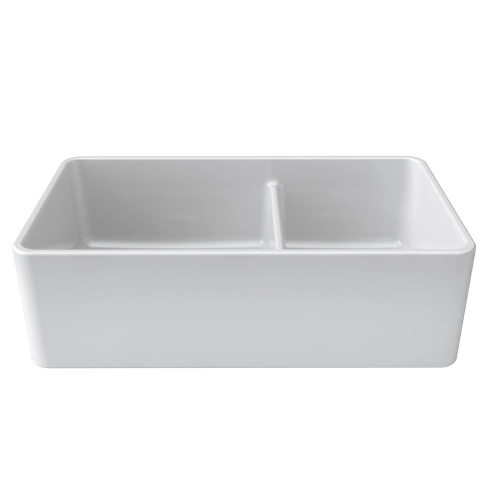Latoscana 33 Fireclay Farmhouse Sink, 60/40 Double Bowl, White, LTD33 –  The Sink Boutique