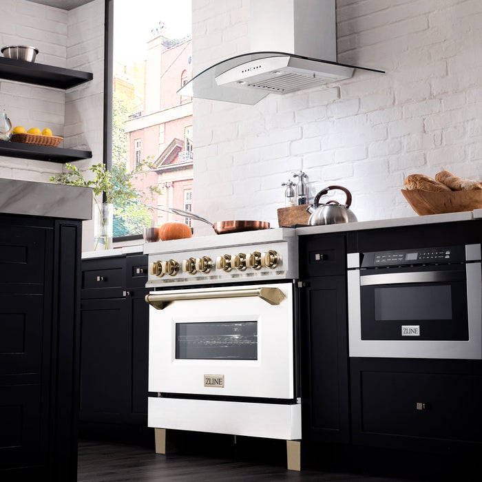 ZLINE 36" Autograph Edition Dual Fuel Range, White Door, RAZ-WM-36 - Farmhouse Kitchen and Bath