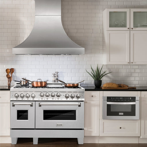 ZLINE 48" Gas On Gas Range In DuraSnow, Stainless Steel, RGS-SN-48 - Farmhouse Kitchen and Bath