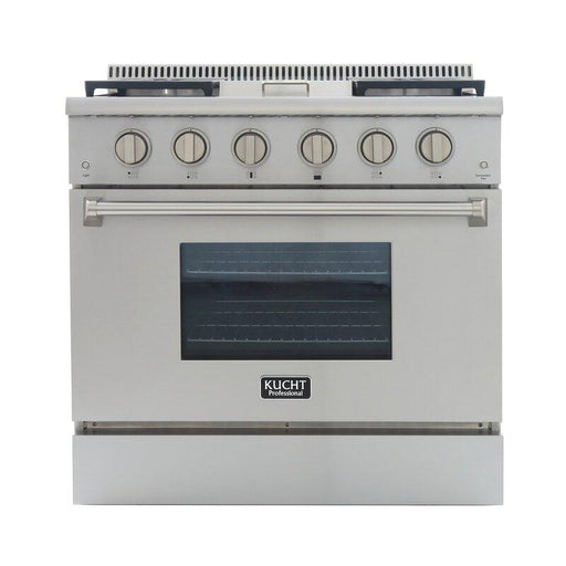 Kucht 36" Pro Stainless Gas Range, Griddle, Stainless Knobs KRG3609U - Farmhouse Kitchen and Bath