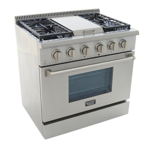 Kucht 36" Pro Stainless Gas Range, Griddle, Stainless Knobs KRG3609U - Farmhouse Kitchen and Bath