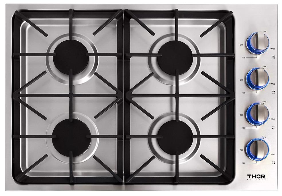 THOR 30" Gas Cooktop, 4 Burners in Stainless Steel, TGC3001 - Farmhouse Kitchen and Bath
