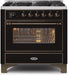 ILVE Majestic II 36"Dual FuelRange GlossyBlackBronzeTrimUM096DNS3BKBNG - Farmhouse Kitchen and Bath