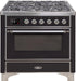 ILVE Majestic II 36"Dual Fuel Range Glossy Black-Chrome TrimUM096DNS3BKCNG - Farmhouse Kitchen and Bath
