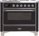 ILVE Majestic II 36"Dual Fuel Range Glossy Black-Chrome TrimUM096DNS3BKCNG - Farmhouse Kitchen and Bath