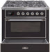 ILVE Majestic II 36"Dual Fuel Range Glossy Black-Chrome TrimUM096DNS3BKCNG - Farmhouse Kitchen and Bath