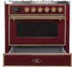 ILVE Majestic II 36"Dual Fuel Range Burgundy-Brass Trim UM096DNS3BUGLP - Farmhouse Kitchen and Bath