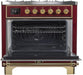 ILVE Majestic II 36"Dual Fuel Range Burgundy-Brass Trim UM096DNS3BUGLP - Farmhouse Kitchen and Bath