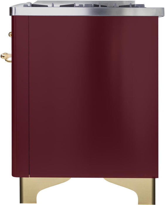 ILVE Majestic II 36"Dual Fuel Range Burgundy-Brass Trim UM096DNS3BUGLP - Farmhouse Kitchen and Bath