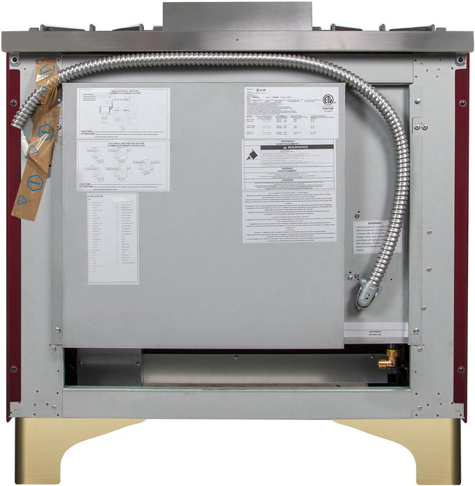 ILVE Majestic II 36"Dual Fuel Range Burgundy-Brass Trim UM096DNS3BUGLP - Farmhouse Kitchen and Bath