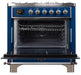 ILVE Majestic II 36'Dual Fuel Range in Blue w/ Chrome Trim UM096DNS3MBCNG - Farmhouse Kitchen and Bath