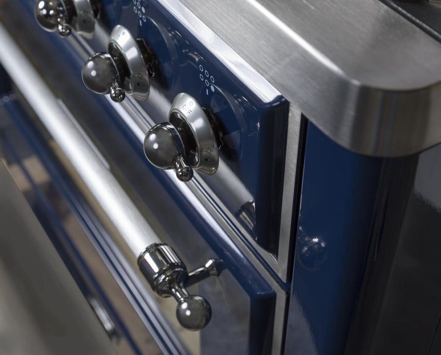 ILVE Majestic II 36'Dual Fuel Range in Blue w/ Chrome Trim UM096DNS3MBCNG - Farmhouse Kitchen and Bath
