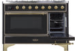 ILVE Majestic II 48" Dual Fuel Range, Glossy Black, UM12FDNS3BKG - Farmhouse Kitchen and Bath