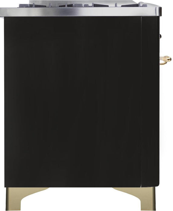 ILVE Majestic II 48" Dual Fuel Range, Glossy Black, UM12FDNS3BKG - Farmhouse Kitchen and Bath