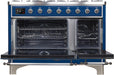 ILVE Majestic II 48"Dual Fuel Range Blue-Chrome Trim UM12FDNS3MBCNG - Farmhouse Kitchen and Bath