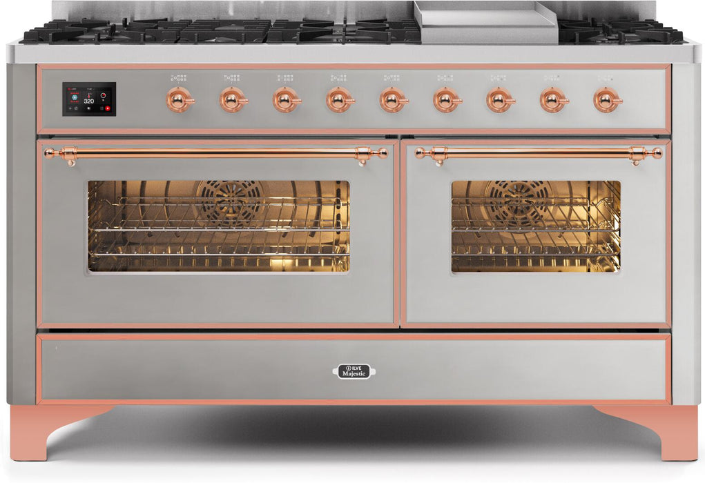ILVE MajesticII 60"DualFuelRangeStainlessSteelCopperTrimUM15FDNS3SSPNG - Farmhouse Kitchen and Bath
