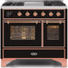 ILVE Majestic II 40"DualFuelRange GlossyBlackCopperTrimUMD10FDNS3BKPNG - Farmhouse Kitchen and Bath