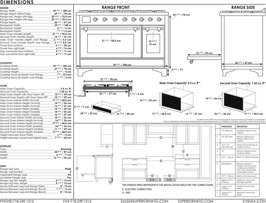ILVE Majestic II 40"Dual Fuel Range White - Chrome TrimUMD10FDNS3WHCLP - Farmhouse Kitchen and Bath