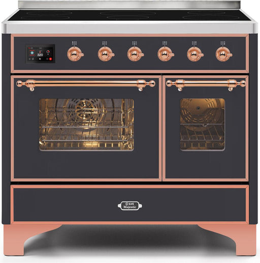 ILVE Majestic II 40"Electric Range Matte Graphite-Copper Trim UMDI10NS3MGP - Farmhouse Kitchen and Bath