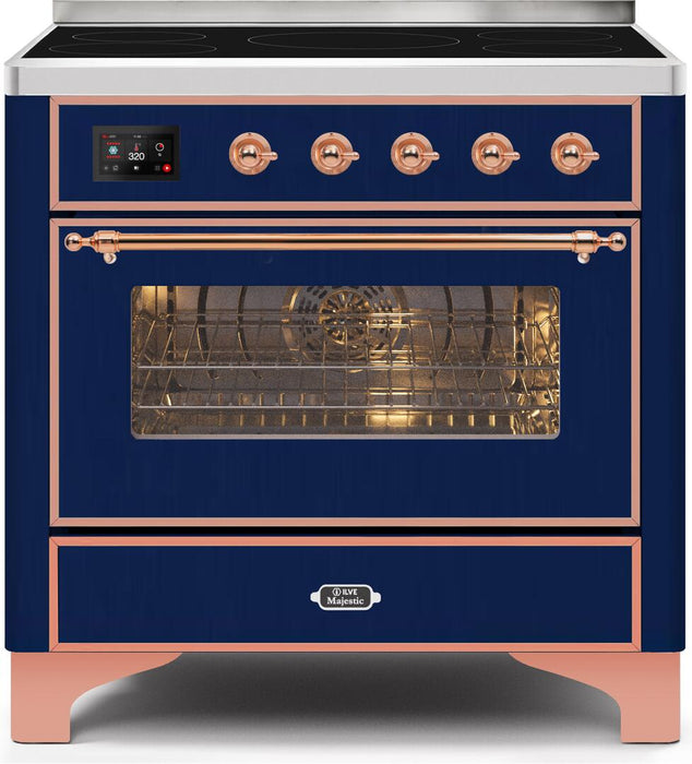 ILVE Majestic II 36"Electric Range in Blue w/ Copper Trim UMI09NS3MBP - Farmhouse Kitchen and Bath