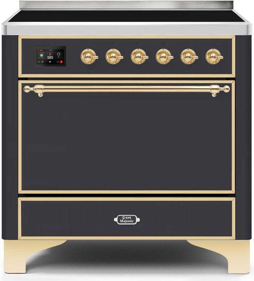 ILVE Majestic II 36 "Electric Range MatteGraphiteBrassTrimUMI09QNS3MGG - Farmhouse Kitchen and Bath