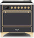 ILVE Majestic II 36 "Electric Range MatteGraphiteBrassTrimUMI09QNS3MGG - Farmhouse Kitchen and Bath