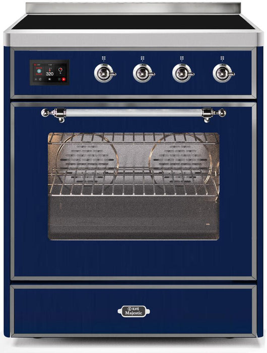 ILVE Majestic II 30"Electric Range in Blue, Chrome Trim, UMI30NE3MBC - Farmhouse Kitchen and Bath