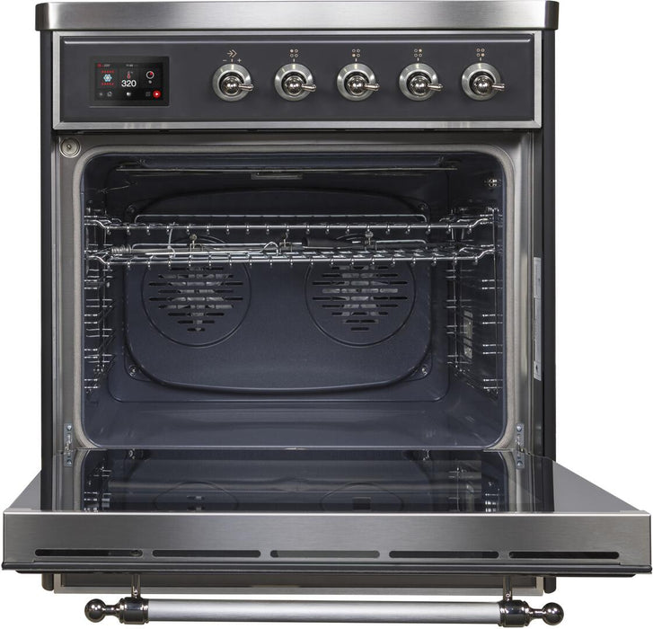 ILVE Majestic II 30"ElectricRange MatteGraphite-Chrome, UMI30NE3MGC - Farmhouse Kitchen and Bath