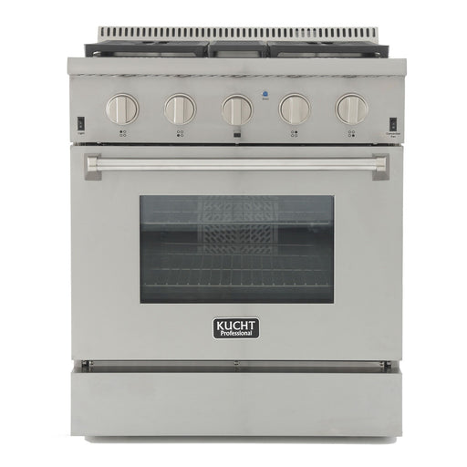 Kucht 30” Pro Stainless Gas Range, 4.2 cu ft, Stainless Knobs KRG3080U - Farmhouse Kitchen and Bath