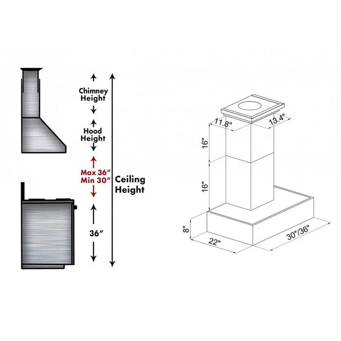 ZLINE 36"  Wooden Wall Mount Range Hood, Butcher Block, 681M-36 - Farmhouse Kitchen and Bath