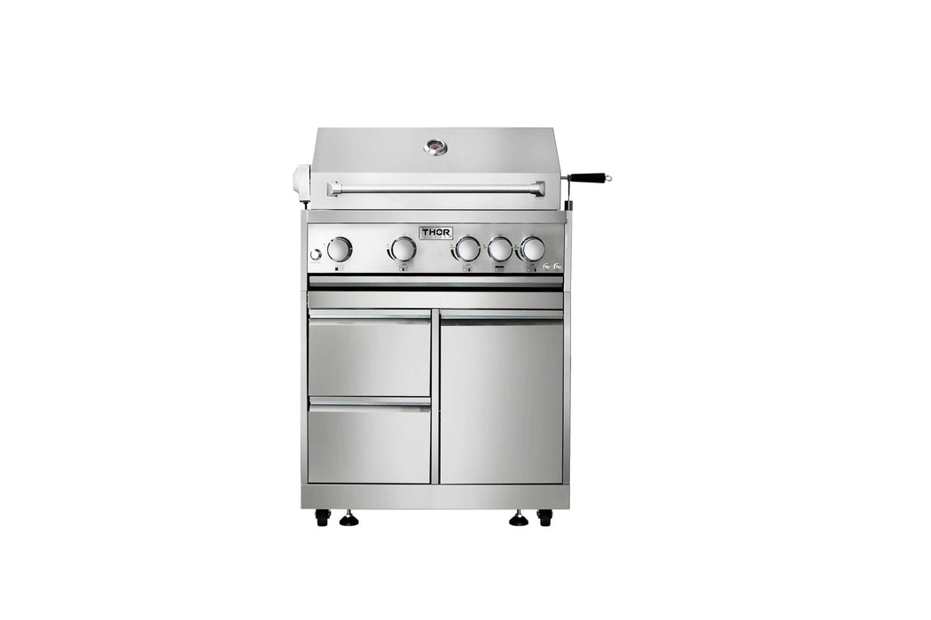 THOR 30" 4-Burner Gas BBQ Grill with Rotisserie in Stainless Steel, MK04SS304 - Farmhouse Kitchen and Bath