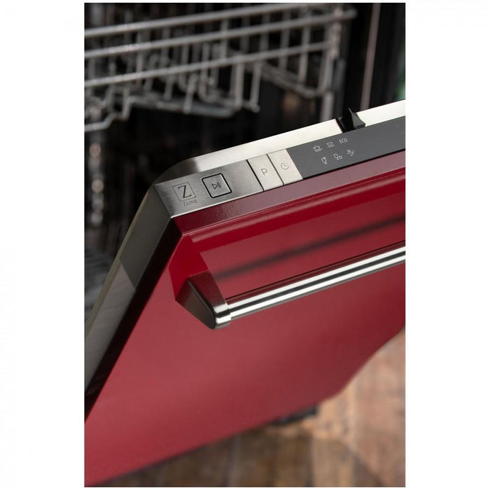 ZLINE 18" Dishwasher in Red Gloss, Stainless tub, Traditional Handle, DW-RG-18 - Farmhouse Kitchen and Bath