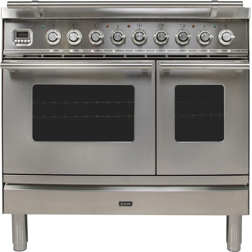 ILVE Professional Plus 36 Inch Dual Fuel Natural Gas Freestanding Range in Stainless Steel with Chrome Trim‎ UPDW90FDMPING - Farmhouse Kitchen and Bath
