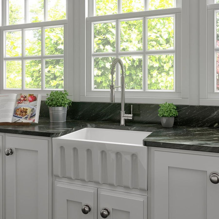 ZLINE 24" Farmhouse Reversible Fireclay Sink, White Gloss, FRC5120-WH-24 - Farmhouse Kitchen and Bath