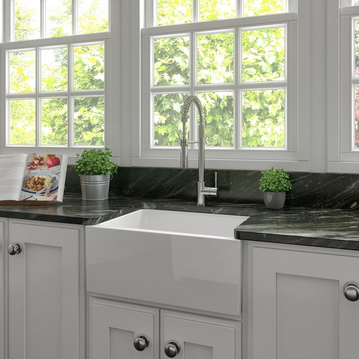 ZLINE 24" Farmhouse Reversible Fireclay Sink, White Gloss, FRC5120-WH-24 - Farmhouse Kitchen and Bath