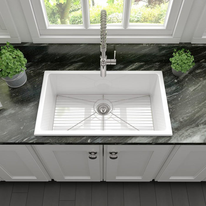 ZLINE 30" Dual Mount Fireclay Sink, White Gloss, FRC5124-WH-30 - Farmhouse Kitchen and Bath