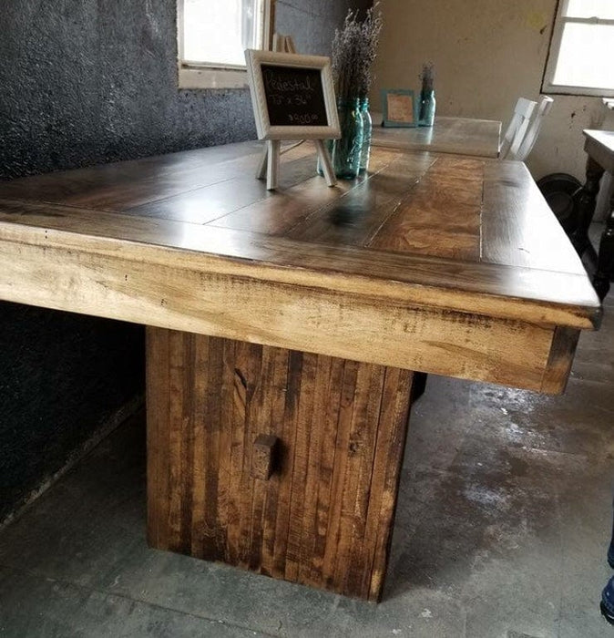 Pedestal Farmhouse Dining Table Wooden Whale Workshop