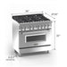 ZLINE 36" Professional Dual Fuel Range in Snow Stainless with Red Gloss Door, RAS-RG-36 - Farmhouse Kitchen and Bath