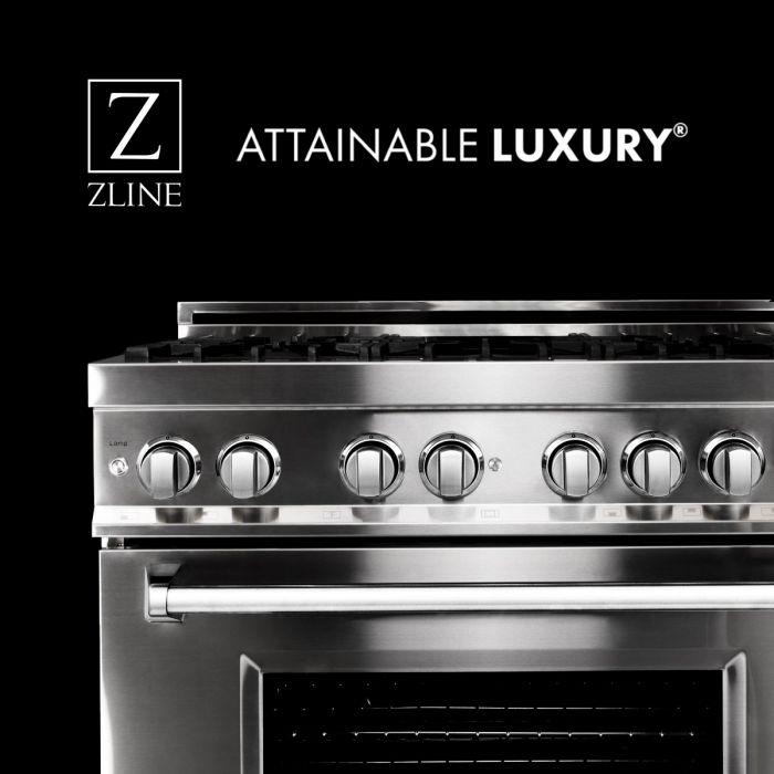 ZLINE 36" Autograph Gas Range, Black Stainless, Champagne Accents, RGBZ-36-CB - Farmhouse Kitchen and Bath