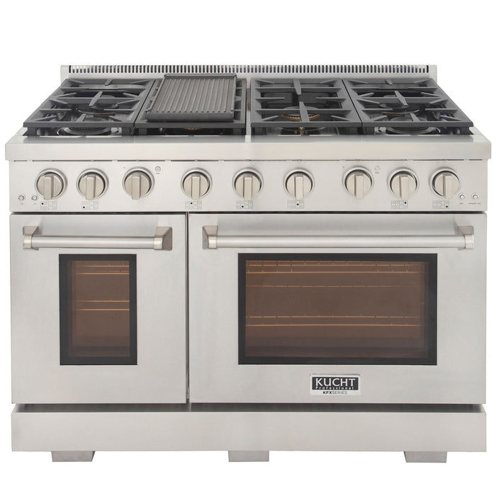 Kucht 48" Professional Propane Range, 7 Burners, Grill, KFX480/LP-S - Farmhouse Kitchen and Bath