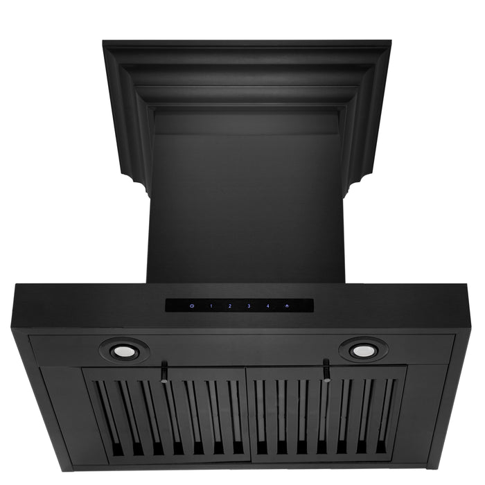 ZLINE 24" Wall Range Hood, Black Stainless, with Crown, BSKENCRN-24 - Farmhouse Kitchen and Bath