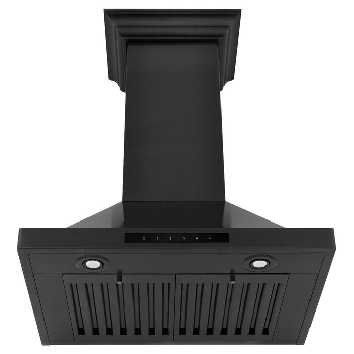 ZLINE 24" Wall Mount Range Hood In Black Stainless Steel With Crown Molding, BSKBNCRN-24 - Farmhouse Kitchen and Bath