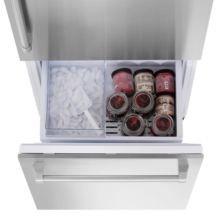 ZLINE 30" 16.1 cu. ft. Panel Ready Built-In 2-Door Bottom Freezer Refrigerator with Internal Water and Ice Dispenser RBIV-30 - Farmhouse Kitchen and Bath