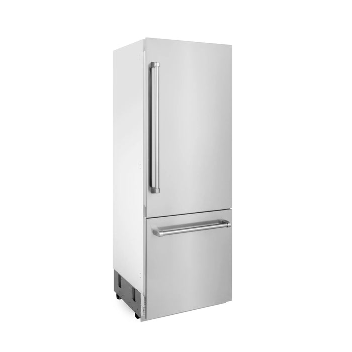 ZLINE 30" 16.1 cu. ft. Built-In 2-Door Bottom Freezer Refrigerator with Internal Water and Ice Dispenser in Stainless Steel RBIV-304-30 - Farmhouse Kitchen and Bath