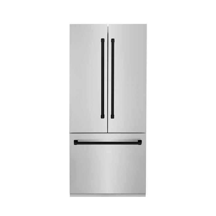 ZLINE 36" Autograph Edition 19.6 cu. ft. Built-in 2-Door Bottom Freezer Refrigerator with Internal Water and Ice Dispenser in Stainless Steel with Matte Black Accents RBIVZ-304-36-MB - Farmhouse Kitchen and Bath
